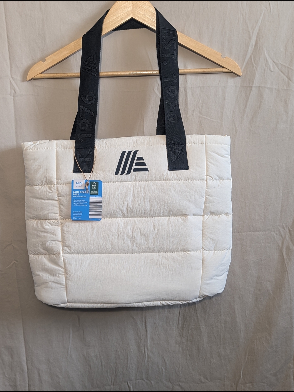 Aldi Anniversary White Puffer Tote
